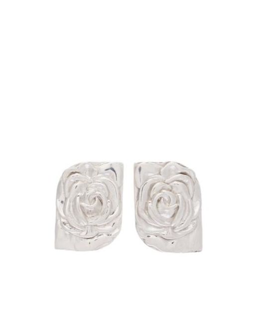 Magda Butrym White Floral Earrings