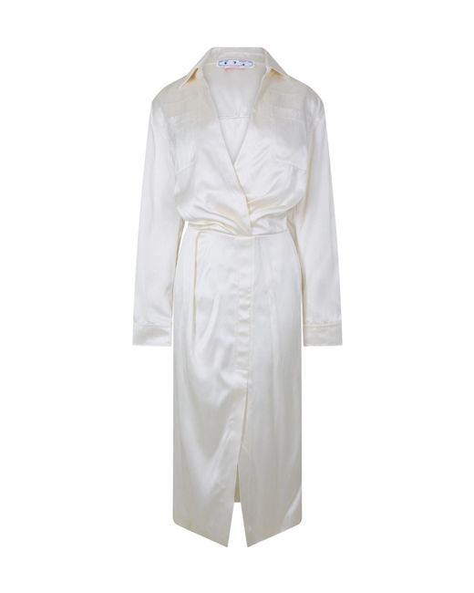 Off-White c/o Virgil Abloh White Chine Satin Twist Long Dress