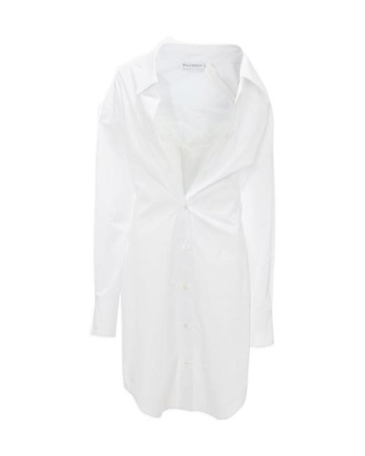 J.W. Anderson White Jw Anderson Collared Button-Up Shirt Dress