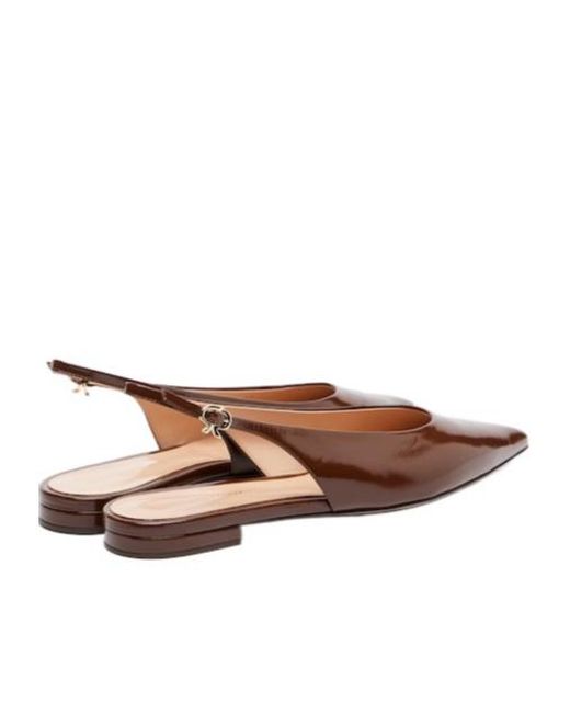 Gianvito Rossi Brown Patent Leather Slingback Flats