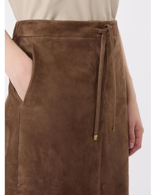 Max Mara Brown 'S Gazza Drawstring Midi Skirt