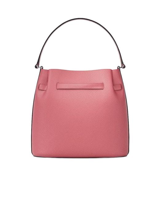 Michael Kors Pink Carson Medium Pebbled Leather Convertible Bucket Crossbody Bag