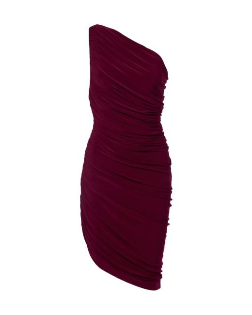 Norma Kamali Purple Diana Gathered Asymmetric Minidress