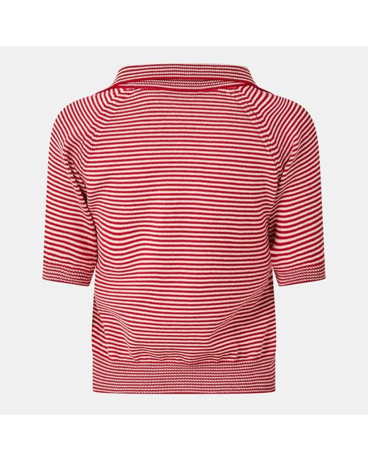Weekend by Maxmara Red Horizontal Striped Knit Top