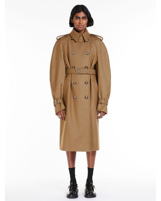 Sportmax Natural Double-Breasted Trench Coat
