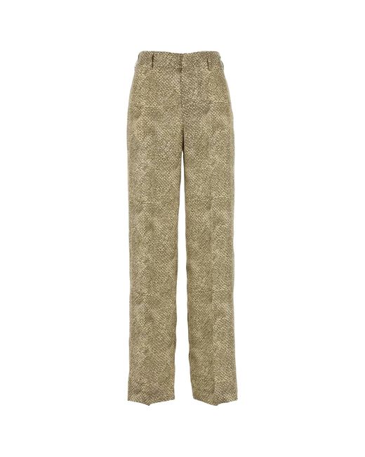 Pt Pantaloni Green Pt Torino Patterned Wide Leg Pants