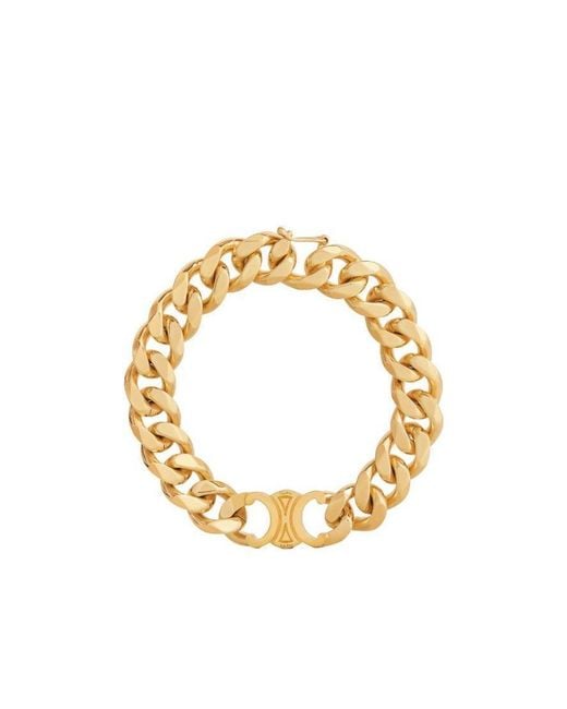Céline Metallic Triomphe Gourmette Bracelet