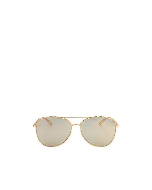 Elie Saab White Aviator-Frame Sunglasses