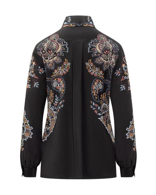 Etro Black Paisley-Printed Long-Sleeved Shirt