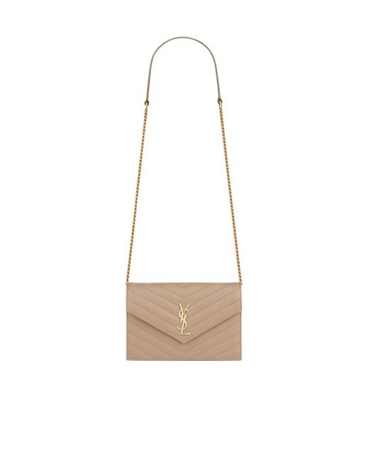 Saint Laurent White Cassandre Envelope Chain Wallet