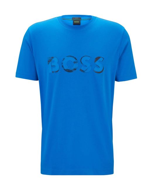Boss Blue Round Collar Logo T-Shirt for men