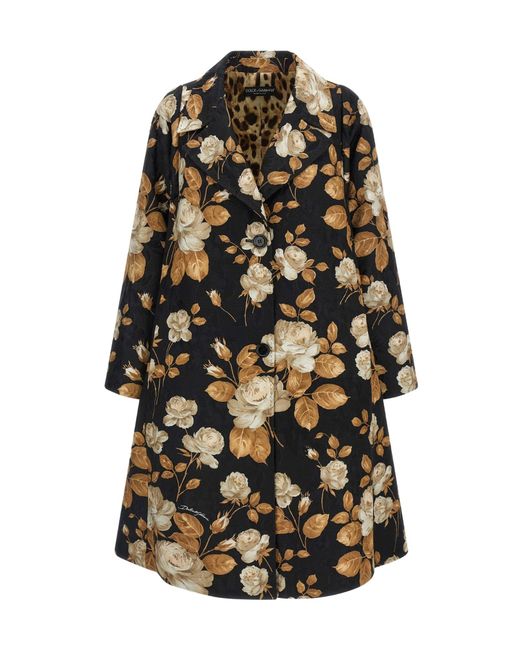 Dolce & Gabbana Black Brocade Coat