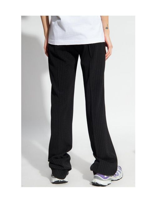 Balenciaga Black Pinstriped Pleat Front Trousers