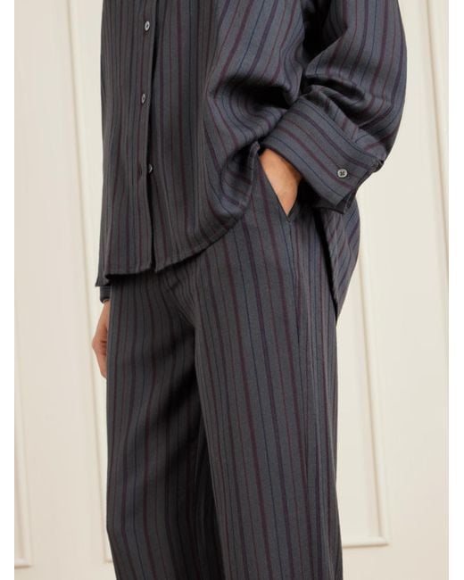 The Elder Statesman Gray Striped Wool And Cashmere-Blend Twill Pants