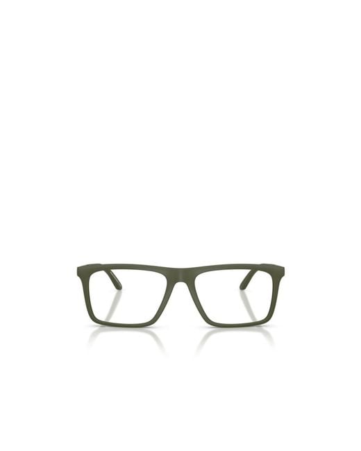 Emporio Armani Metallic Rectangular Frame Glasses for men