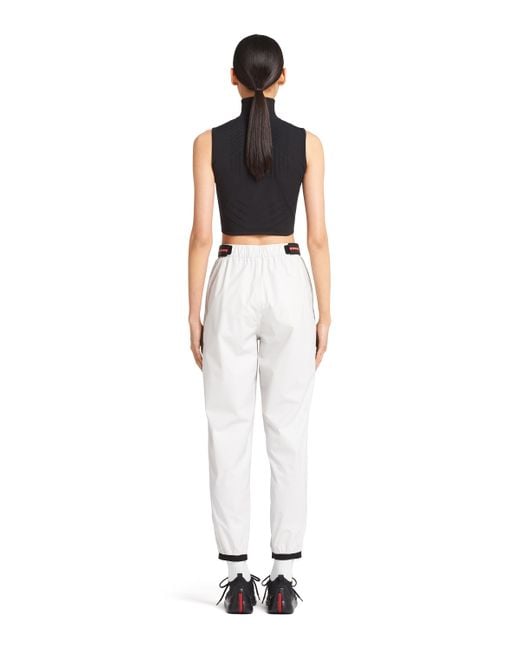 Prada White Light Nylon Wide-Leg Pants