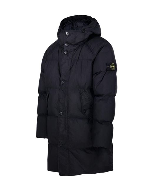 Stone Island Blue Hooded Puffer Jacket for men