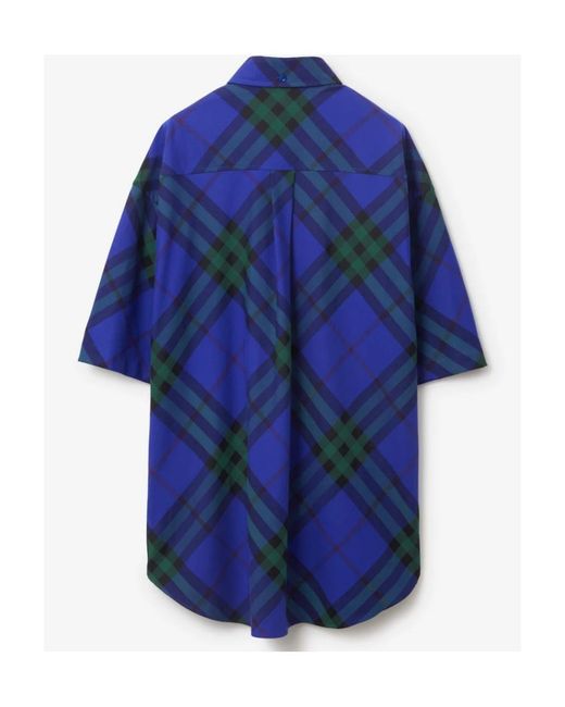 Burberry Blue Checkered Short-Sleeved Shirt for men