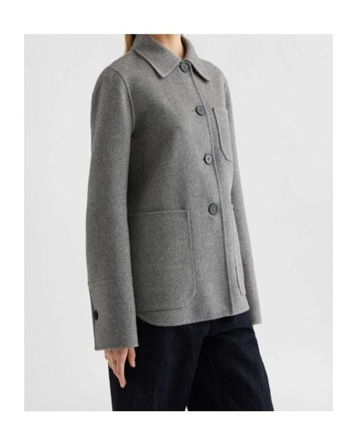 Jil Sander Gray Buttoned Long-Sleeved Shirt Jacket