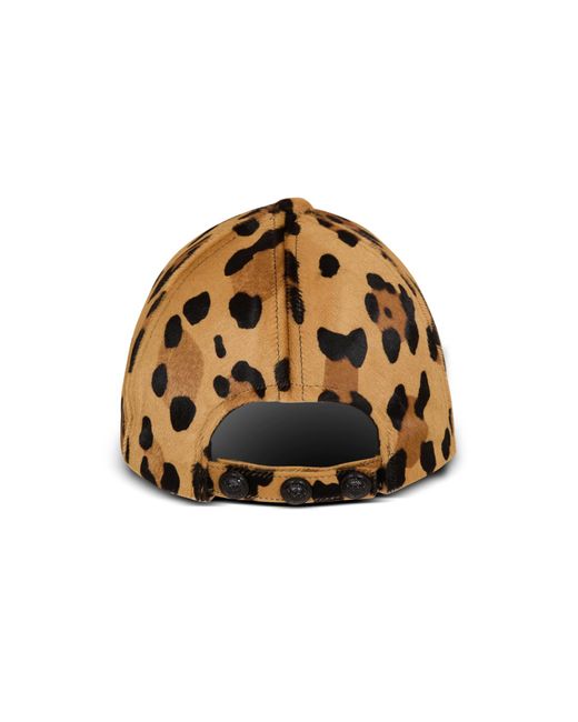 Balmain Brown Leopard Patterned Cap