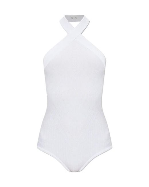Balmain White Sleeveless Bodysuit