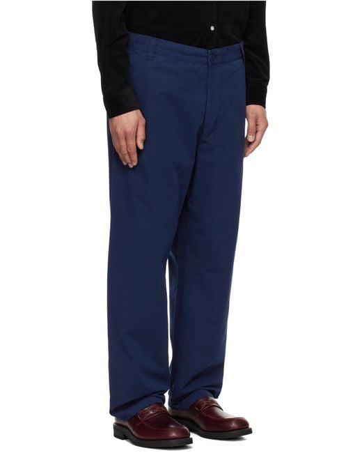 Carhartt Blue Logo-Patch Trousers for men