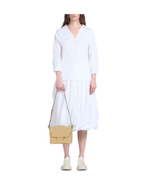 Marni Natural Trunkaroo Foldover Top Medium Shoulder Bag