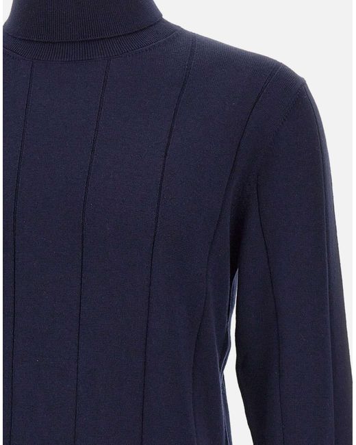 Eleventy Blue High Collar Long Sleeve Sweater for men