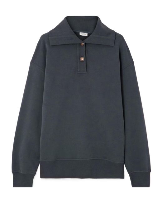 Brunello Cucinelli Blue Long-Sleeved Sweatshirt