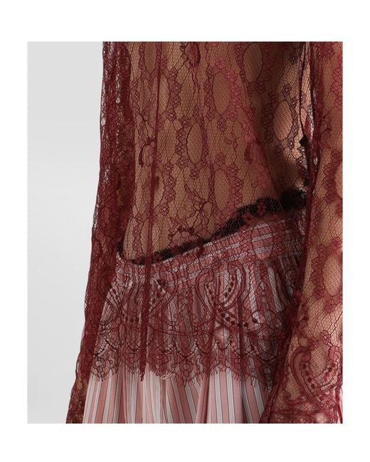Dolce & Gabbana Red Chantilly Lace Top