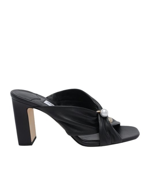 Jimmy Choo Black Rafi 85 Pearl Embellished Heeled Sandals