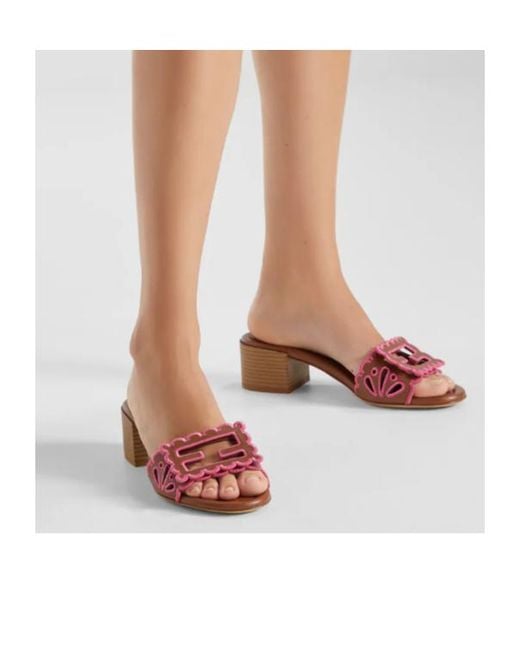Fendi Pink Scalloped Sandals