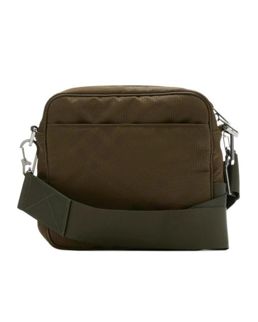 Burberry Brown Checked Jacquard Zipped Shoulder Bag for men