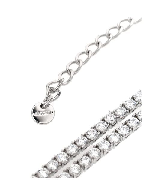 Self-Portrait White Double Crystal Bow Necklace