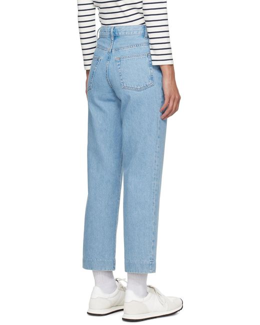 A.P.C. Blue New Sailor Stitch Detail Denim Pants