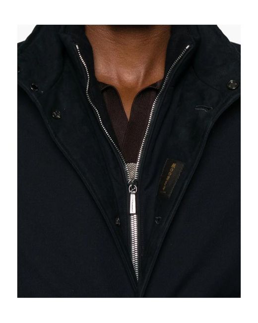 Moorer Blue High-Collar Jacket for men
