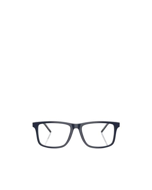 Emporio Armani White Rectangular Frame Glasses for men