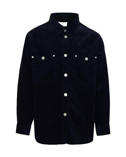 Isabel Marant Blue Corduroy Button-Up Shirt for men