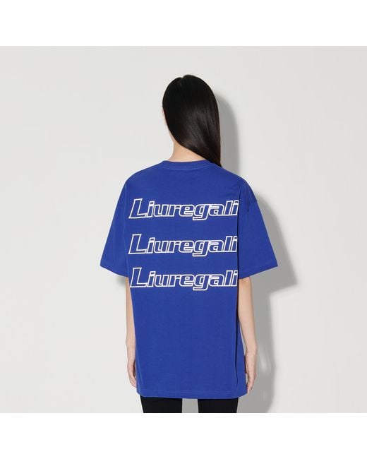 LIU REGALI Blue Logo Details Short-Sleeved T-Shirt