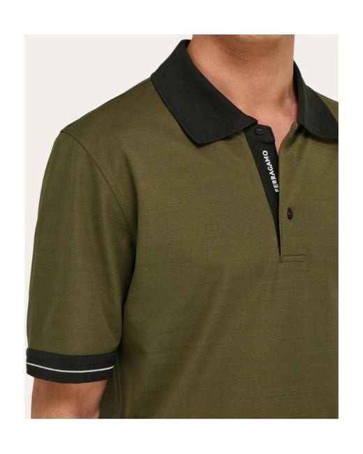 Ferragamo Green Short Sleeve Polo Shirt for men