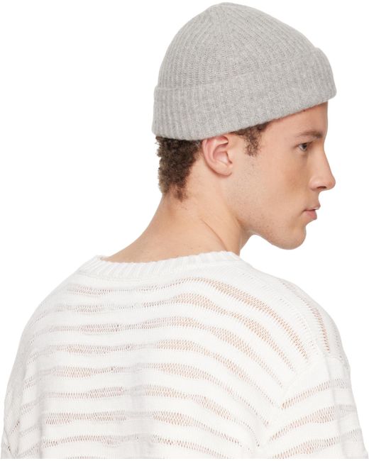 MM6 by Maison Margiela White Ribbed Logo-Patch Beanie for men