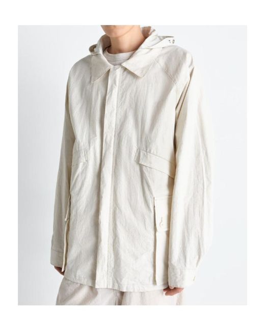 Lemaire White Detachable Hood Rain Jacket for men