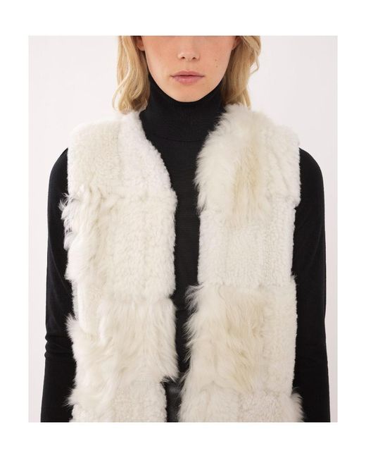 Chloé White Shearling Patchwork Sleeveless Gilet