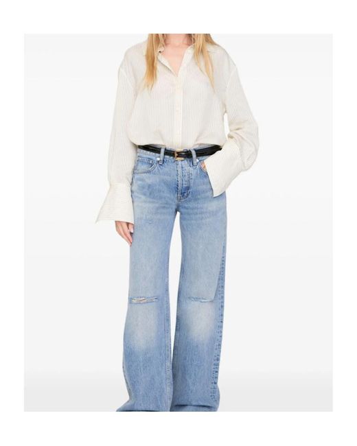 Anine Bing White Bridget Striped Shirt