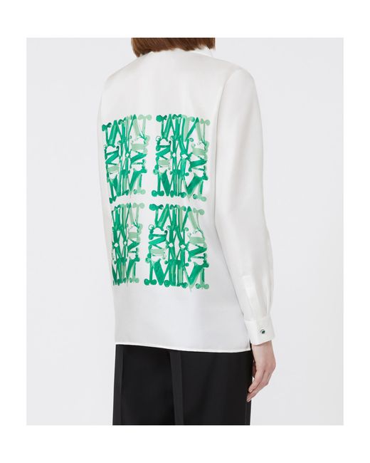 Max Mara Green Nabil Logo Printed Button-Up Shirt