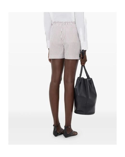 Loulou de Saison White Lory Striped Poplin Shorts