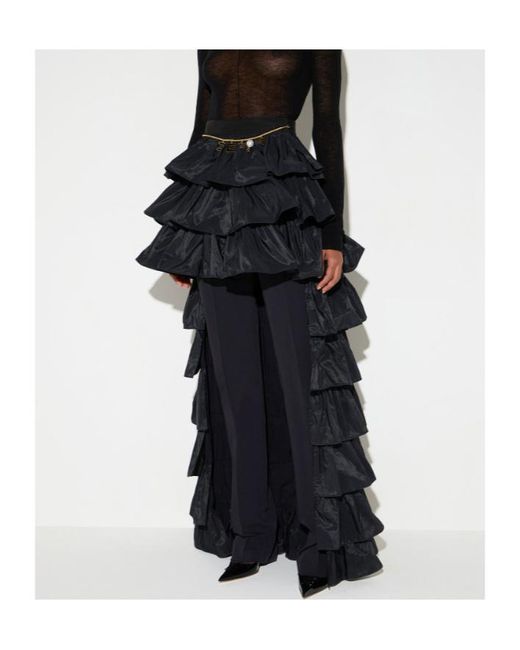 Elisabetta Franchi Black Ruffled Asymmetrical Skirt