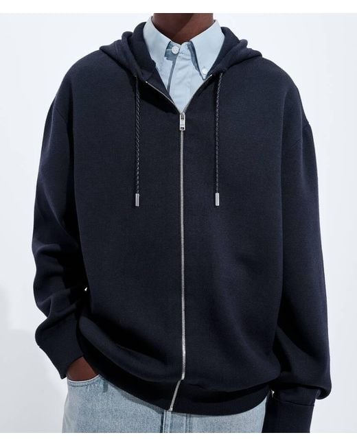 Bottega Veneta Blue Double Wool Hoodie for men
