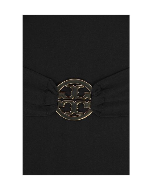 Tory Burch Black Miller Plunge One-Piece Swimsuit