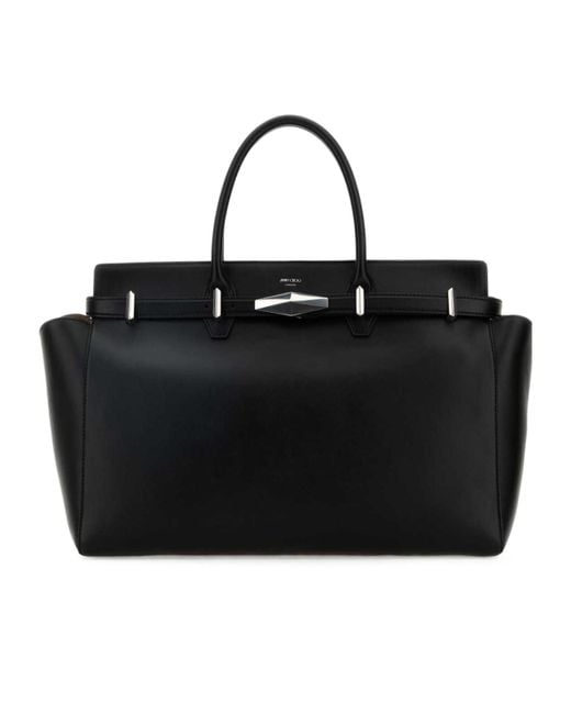 Jimmy Choo Black Diamond Belted M Top Handle Bag